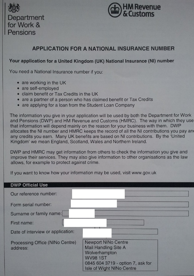 Uk national insurance number format